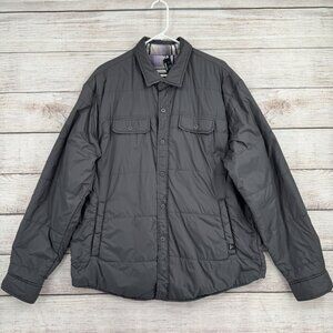 prAna Jacket Mens XL Gray Reversible Plaid Shirt Jacket Snap Front Breathe Tag